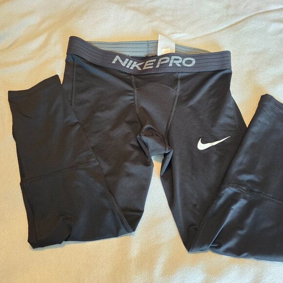Nike Pro Black XL Men 3/4 or 7/8 Spandex Tights Compression Pants GUC Tight Fit - Picture 1 of 14